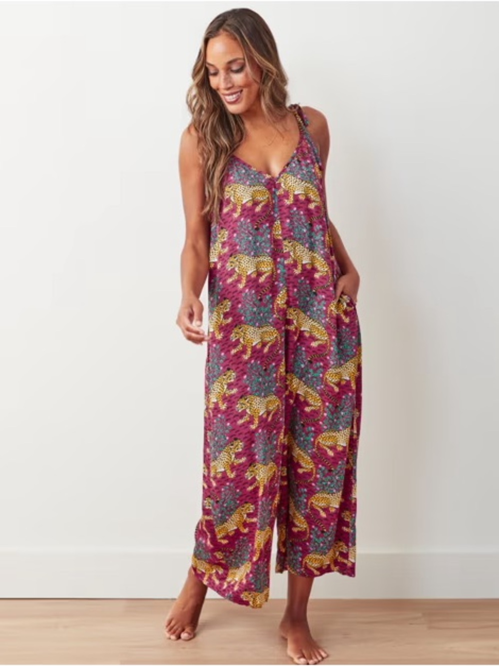 Printfresh 1X/2X Bagheera - Eco Satin Jaipur Jumpsuit - Wine